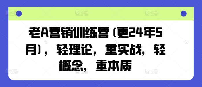 老A营销训练营(更25年10月)，轻理论，重实战，轻概念，重本质-网创资源