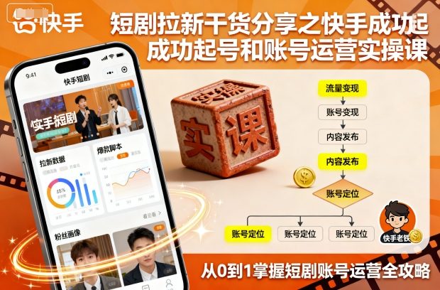 短剧拉新干货分享之快手成功起号和账号运营实操课-网创资源