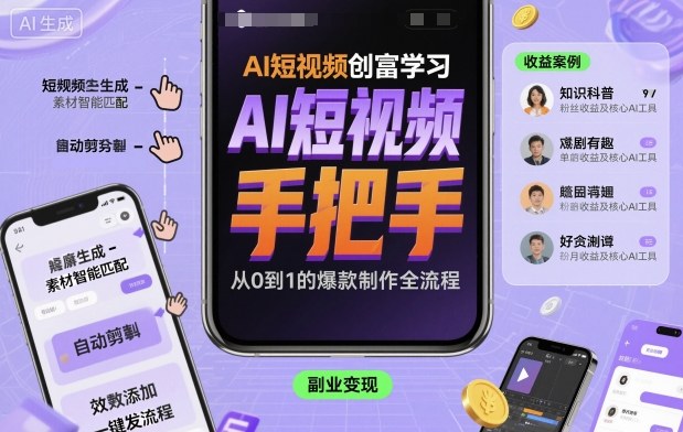 AI短视频创富学习，手把手教会你制作AI短视频-网创资源