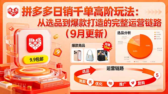 拼多多日销千单高阶玩法：从选品到爆款打造的完整运营链路(9月更新-网创资源