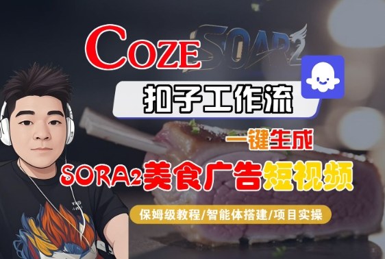 Coze扣子智能体工作流一键生成“SORA2美食广告“短视频，全流程保姆级教学-网创资源
