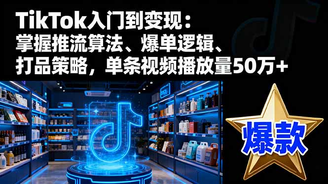 TikTok入门到变现：掌握推流算法、爆单逻辑、打品策略，单条视频播放量50w-网创资源