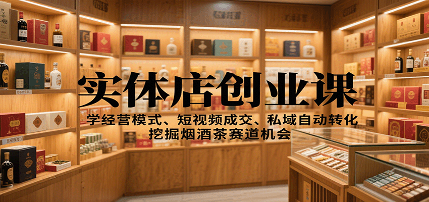 实体店创业课：学经营模式、短视频成交、私域自动转化，挖掘烟酒茶赛道机会-网创资源