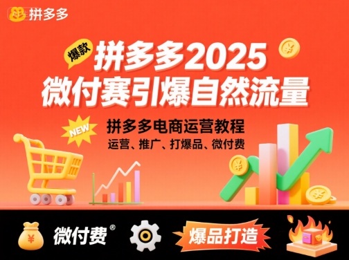 拼多多2025微付费引爆自然流量，拼多多电商运营教程，运营、推广、打爆品、微付费(更新)-网创资源