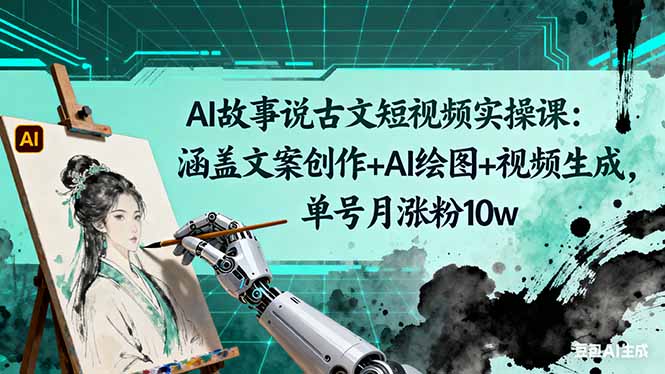AI故事说古文短视频实操课：涵盖文案创作+AI绘图+视频生成，单号月涨粉10w-网创资源