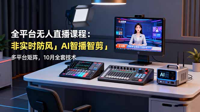 全平台无人直播课程：非实时防风＋AI智播智剪＋多平台矩阵，10月全套技术-网创资源