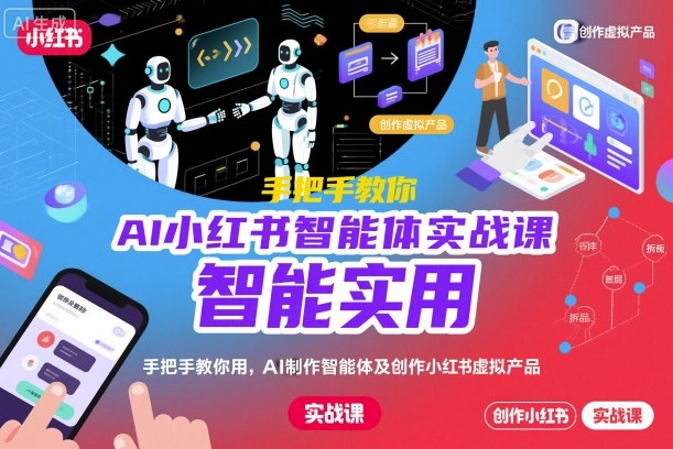 AI小红书智能体实战课，手把手教你用AI制作智能体及创作小红书虚拟产品，提效+内容商业化-网创资源