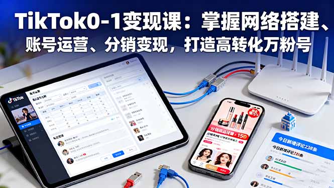 TikTok0-1变现课：掌握网络搭建、账号运营、分销变现，打造高转化万粉号-网创资源