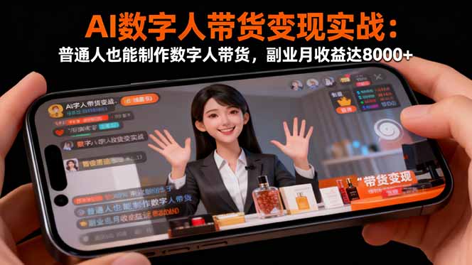 AI数字人带货变现实战：普通人也能制作数字人带货，副业月收益达8000+-网创资源