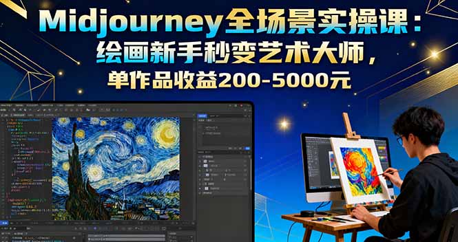 Midjourney全场景实操课：绘画新手秒变艺术大师，单作品收益200-5000元-网创资源