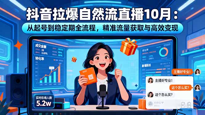 抖音拉爆自然流直播10月：从起号到稳定期全流程，精准流量获取与高效变现-网创资源