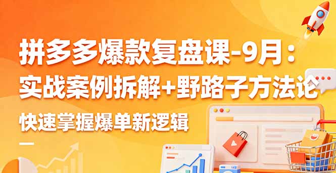 拼多多爆款复盘课-9月：实战案例拆解+野路子方法论，快速掌握爆单新逻辑-网创资源