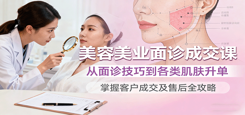 美容美业面诊成交课，从面诊技巧到各类肌肤升单，掌握客户成交及售后全攻略-网创资源