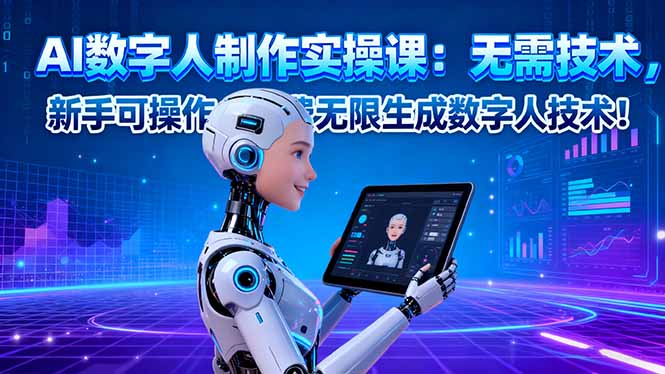 AI数字人制作实操课：无需技术，新手可操作，免费无限生成数字人技术！-网创资源