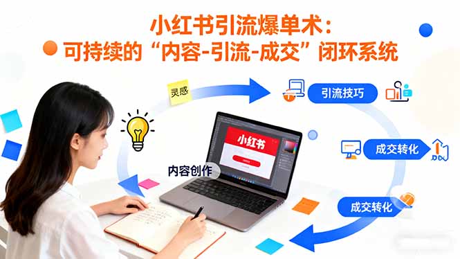 小红书引流爆单术：构建一套低成本 可持续的“内容-引流-成交”闭环系统-网创资源