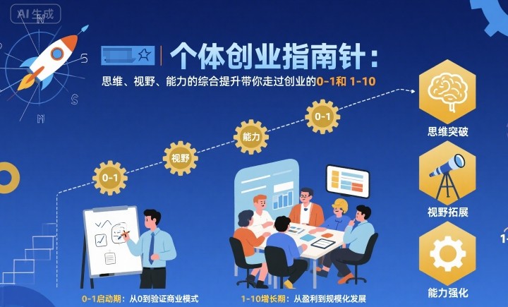 个体创业指南针，思维、视野、能力的综合提升带你走过创业的0-1和1-10【音频】-网创资源