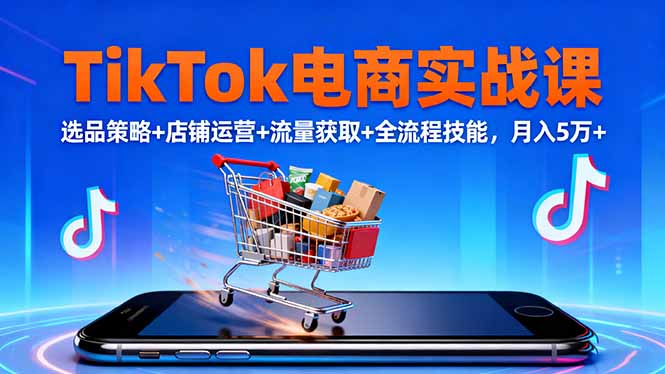 TikTok电商实战课10月，选品策略+店铺运营+流量获取+全流程技能，月入5万+-网创资源