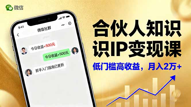 合伙人知识IP变现课，微信生态,内容创作与爆款打造,全网引流，新手月入2w+-网创资源