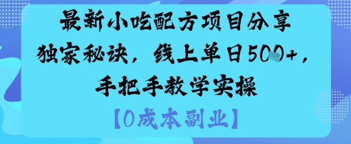 最新小吃配方项目分享独家秘诀，线上单日5张，手把手教学实操-网创资源