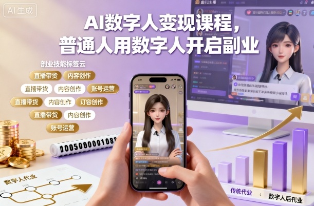 AI数字人变现课程，普通人用数字人开启副业-网创资源