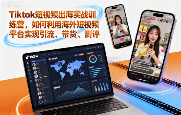 Tiktok短视频出海实战训练营，如何利用海外短视频平台实现引流、带货、测评-网创资源