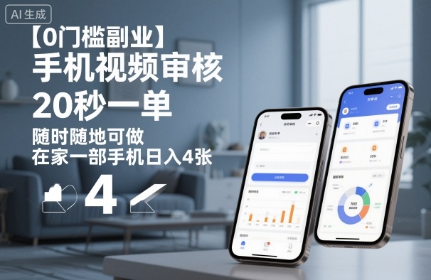 【0门槛副业】手机视频审核，20秒一单，随时随地可做，在家一部手机日入4张【揭秘】-网创资源