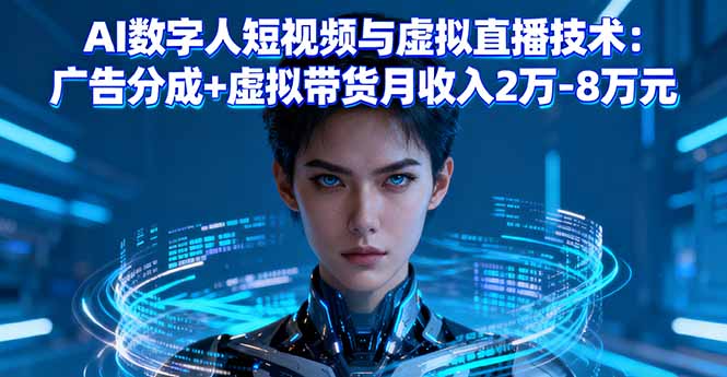 AI数字人短视频与虚拟直播技术：广告分成+虚拟带货月收入2万-8万元-网创资源