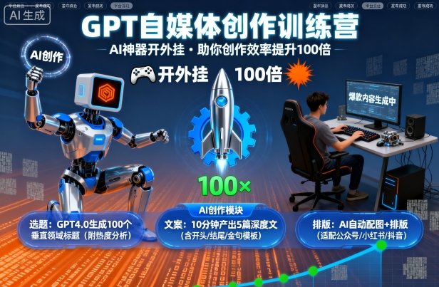 GPT自媒体创作训练营：AI神器开外挂，助你创作效率提升100倍-网创资源