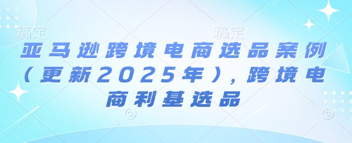 亚马逊跨境电商选品案例(更新2025年10月)，跨境电商利基选品-网创资源