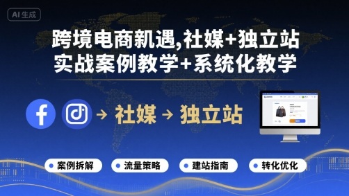 跨境电商新机遇，社媒+独立站，实战案例教学+系统化教学-网创资源