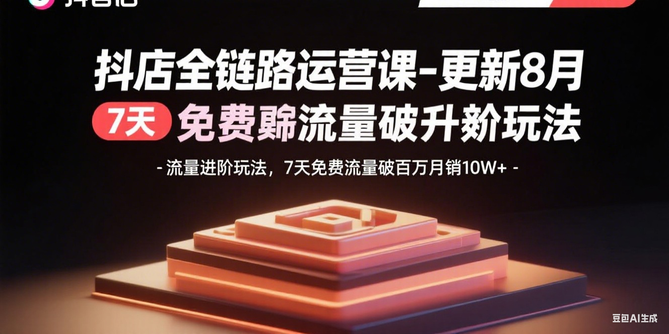 抖店全链路运营课-更新8月：流量进阶玩法，7天免费流量破百万月销10W+-网创资源