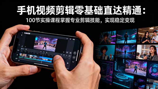 手机视频剪辑零基础直达精通：100节实操课程掌握专业剪辑技能，实现稳...-网创资源