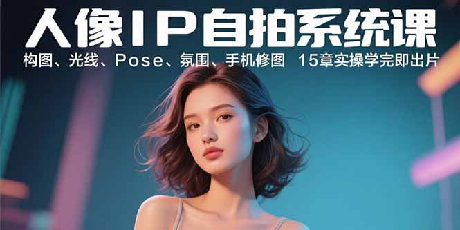 人像IP自拍系统课：构图、光线、Pose、氛围、手机修图 15章实操学完即出片-网创资源