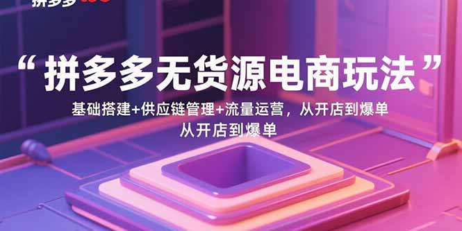 拼多多无货源电商玩法：基础搭建+供应链管理+流量运营，从开店到爆单-网创资源