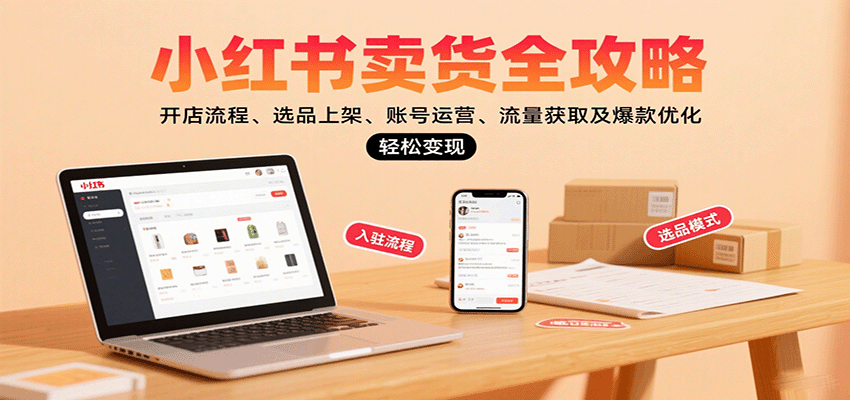 小红书卖货全攻略：开店流程、选品上架、账号运营、流量获取及爆款优化，轻松变现-网创资源