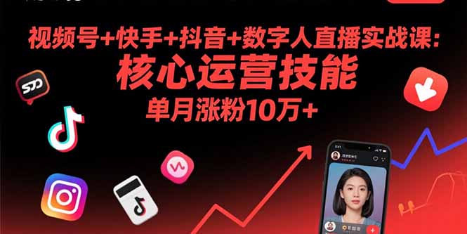 视频号+快手+抖音+数字人直播实战课(9月-网创资源