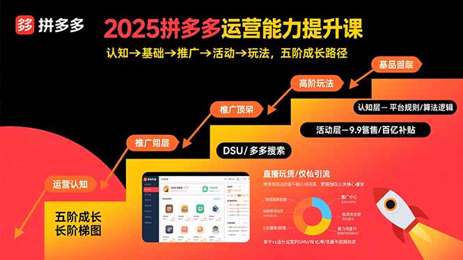 2025拼多多运营能力提升课：认知→基础→推广→活动→玩法，五阶成长路径-网创资源