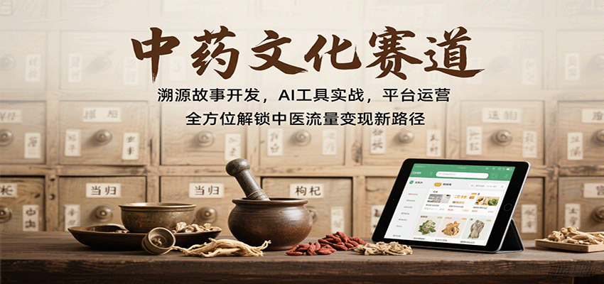 中药文化赛道：溯源故事开发，AI工具实战，平台运营，全方位解锁中医流量变现新路径-网创资源