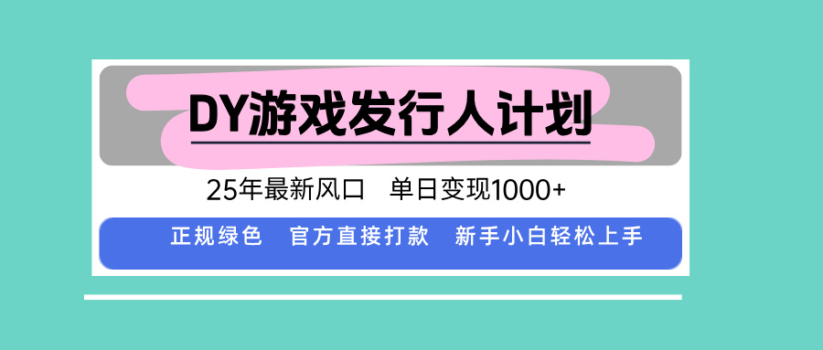 DY小游戏发行人计划，25年最新风口，单日变现1000+，官方 直接打款，新...-网创资源