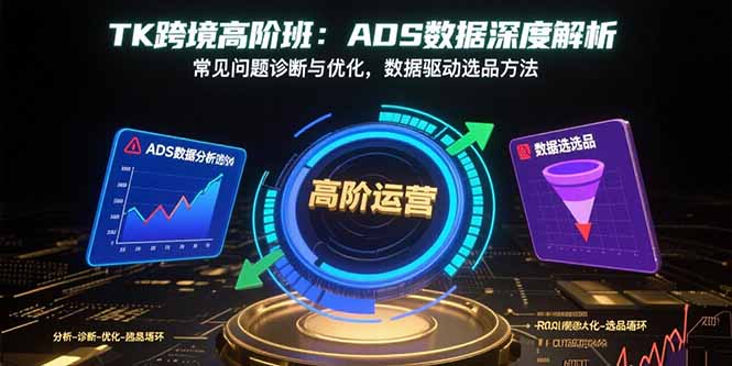 TK跨境高阶班：ADS数据深度解析，常见问题诊断与优化，数据驱动选品方法-网创资源