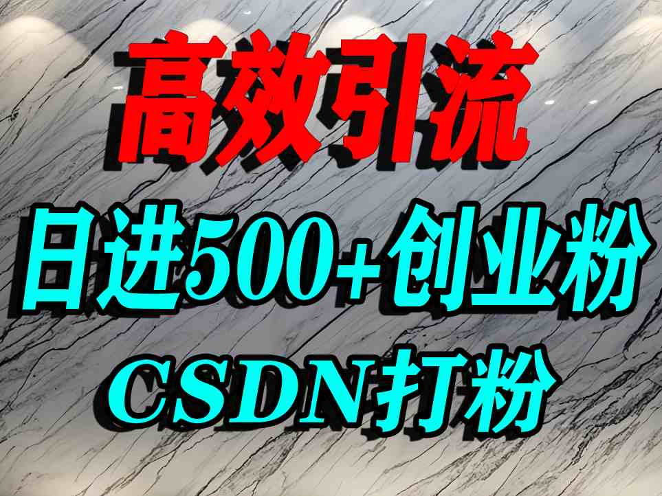 怎么打创业粉？CSDN又一个你不知道的打粉引流神秘平台，单人日引500+精准流量-网创资源