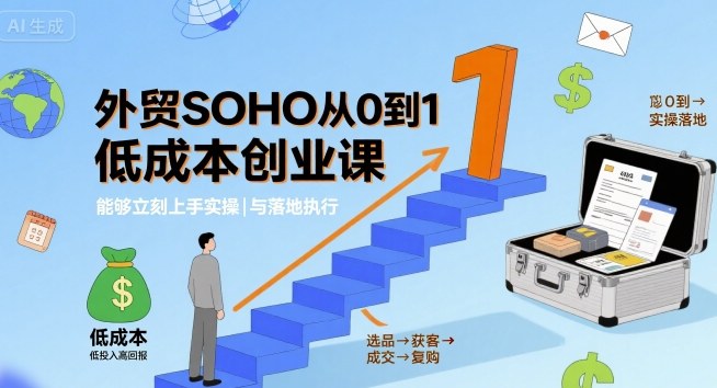 外贸SOHO从0到1低成本创业课，能够立刻上手实操与落地执行-网创资源