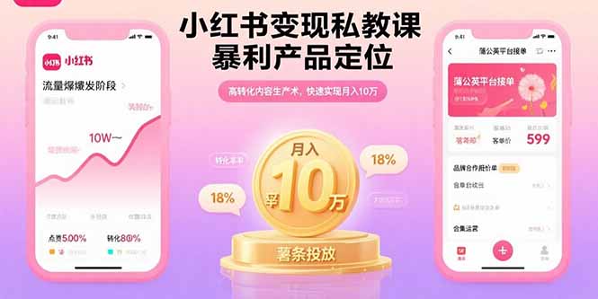 小红书变现私教课，暴利产品定位，高转化内容生产术，快速实现月入10万-网创资源