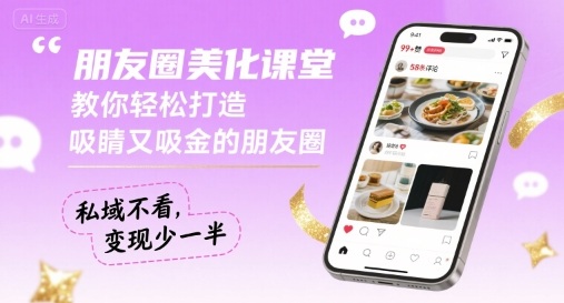 朋友圈美化课堂，教你轻松打造，吸睛又吸金的朋友圈，私域不看，变现少一半-网创资源