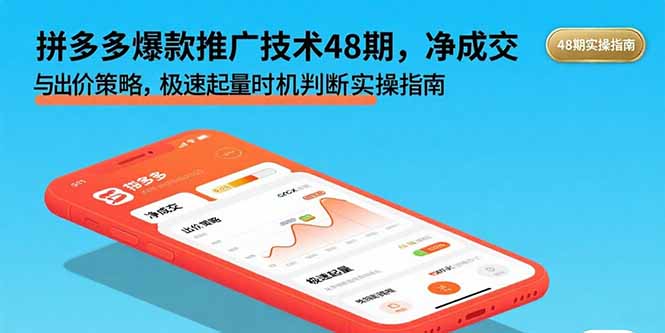 拼多多爆款推广技术48期，净成交与出价策略，极速起量时机判断实操指南-网创资源