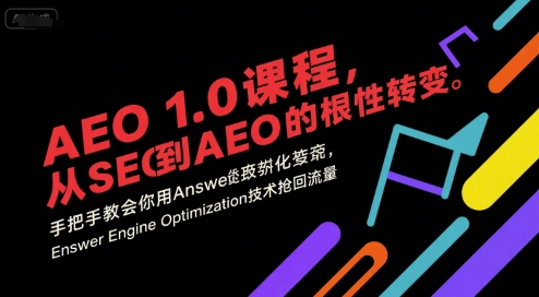AEO 1.0 课程，从SEO到AE0的基命性转变，手把手教会你用AnswerEngineOptimization技术抢回流量(更新)-网创资源