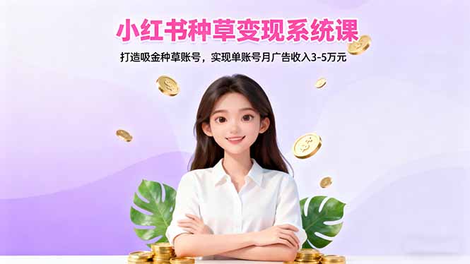 小红书种草变现系统课：打造吸金种草账号，实现单账号月广告收入3-5万元-网创资源
