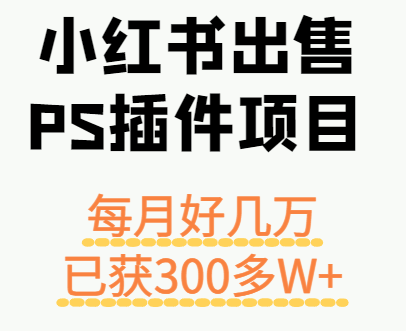 小红书出售PS插件项目，每月都收入好几万，长期操作已获利300多W+-网创资源