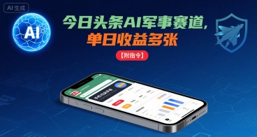 今日头条AI军事赛道，单日收益多张 ，手机可做【附指令】-网创资源