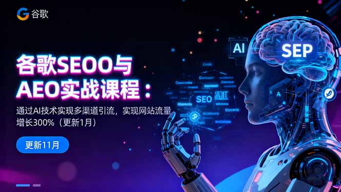 谷歌SEO与AEO实战课程：通过AI技术实现多渠道引流，实现网站流量增长300%-网创资源